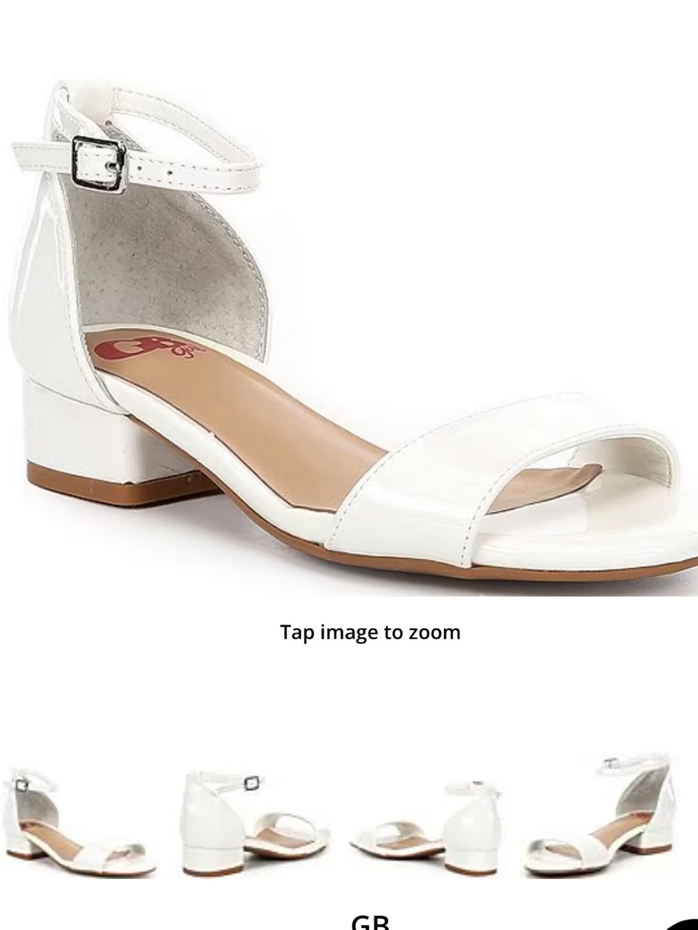 GB Girls White Ankle-Strap Block Heel Sandals